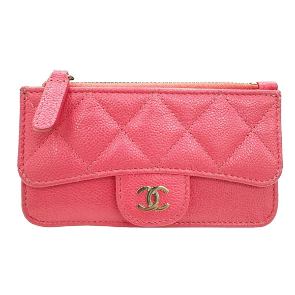 CHANEL Pink Caviar Leather Card Holder - Picture 1 of 9